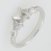 Sterling Silver Semi Mount Ring Setting Cushion CU 5x5mm White Topaz GTL2033 - Syzjewelry